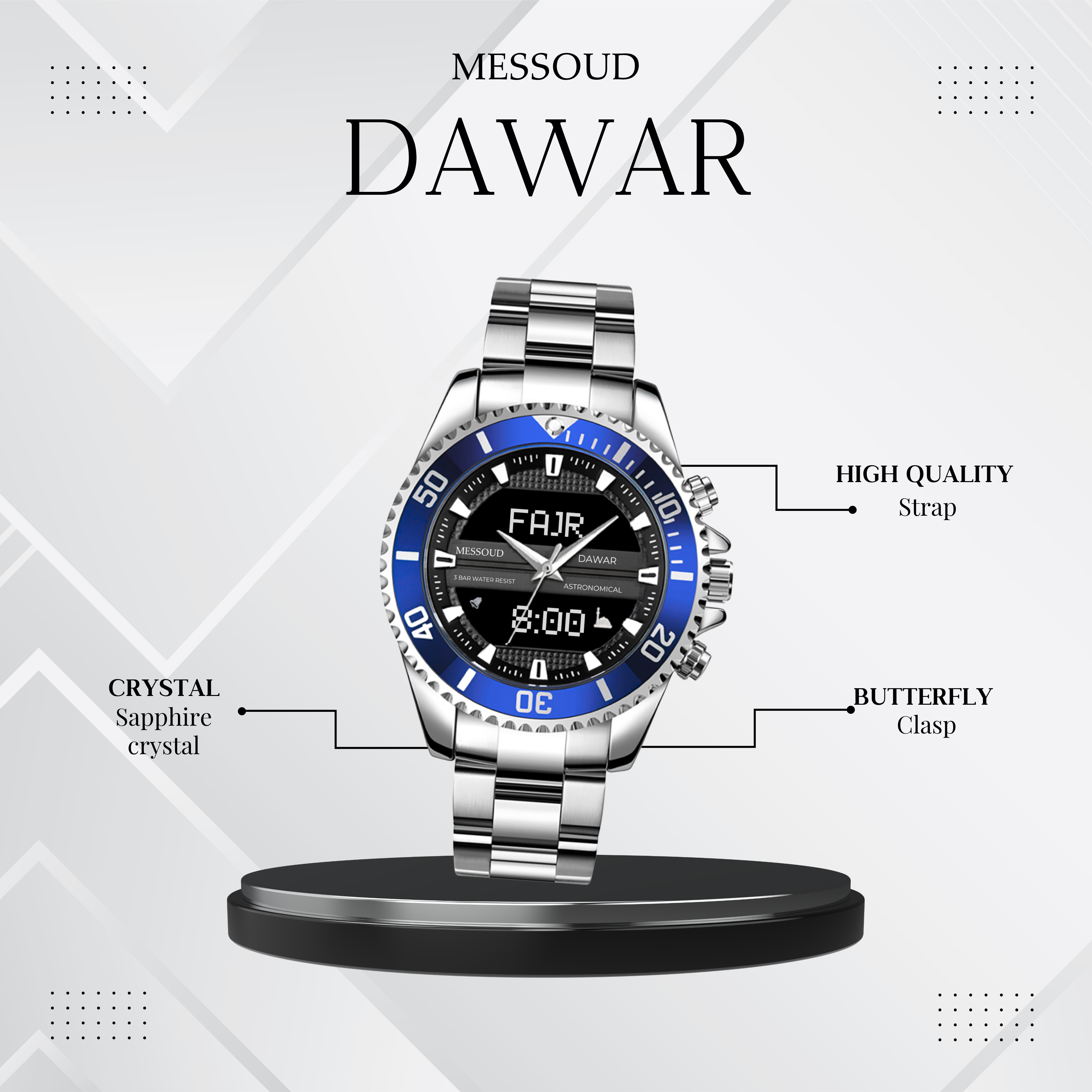 Montre Azan - Acier Océan