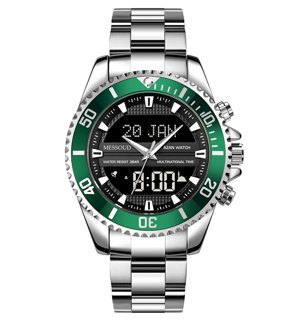 Azan horloge - Emerald Steel